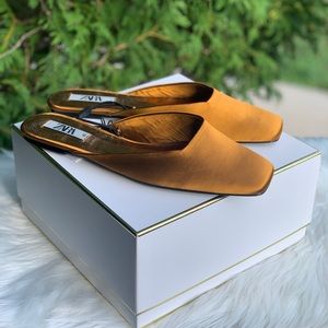 Zara Gold Satin Slides